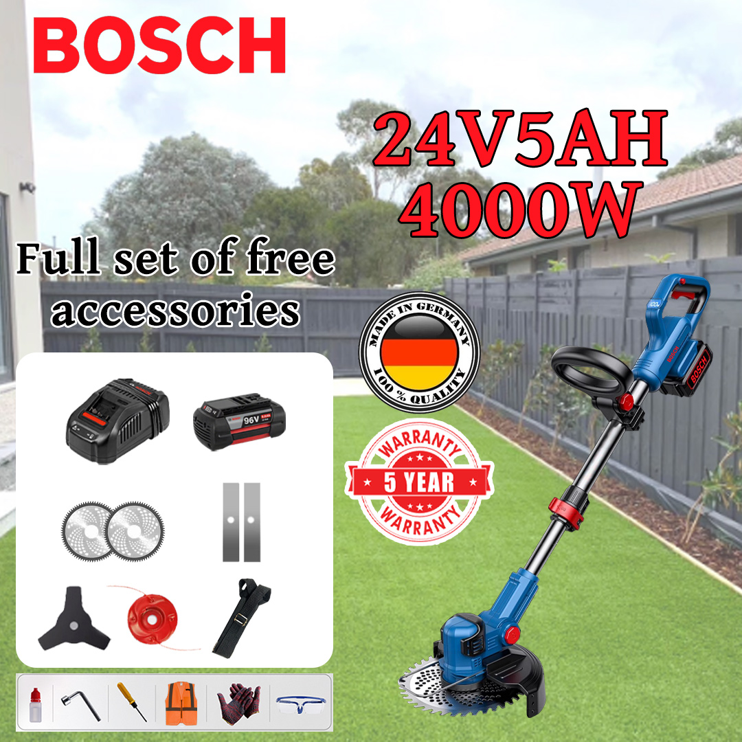 [Normal Model] Lawn Mower (4000w24V5AH) + Alloy Saw Blade * 2 + Alloy Saw Blade * 2 + Alloy Cutting Head * 1 + Tri-blade Knife * 1 + Charger + Battery * 1 + Belt * 1 + Other Accessories + 5 Year Warranty